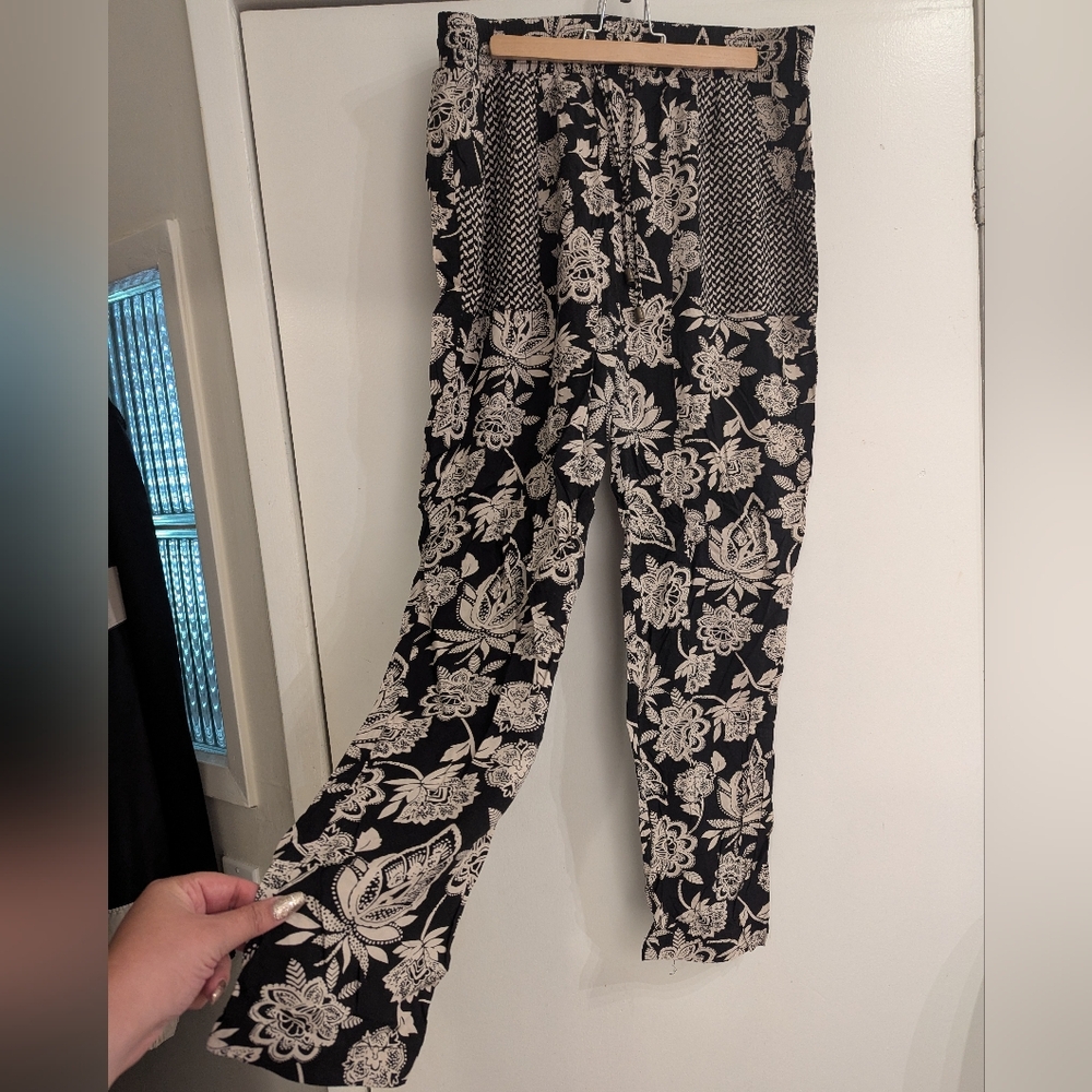 Bohemian Black and Tan Flowy Pants